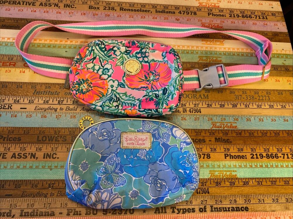 Lilly Pulitzer Fanny Hip Pack & Vintage Estee Lauder Colab Makeup Pouch